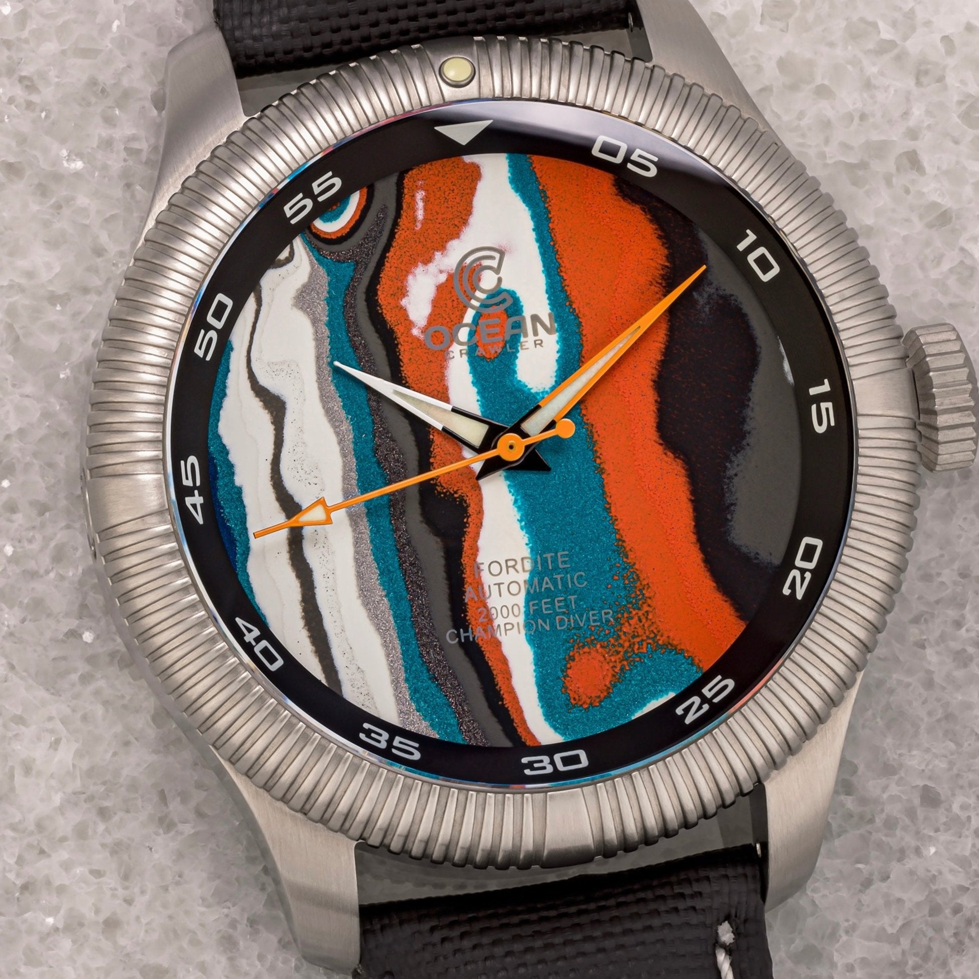 Ocean Crawler Champion Diver - Fordite - Unique Piece - Detroit Dynamo - Ocean Crawler Watch Co.