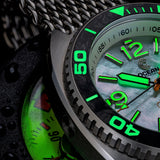 Ocean Crawler Core Diver - White Mother of Pearl - Carbon Fiber Bezel - Ocean Crawler Watch Co.