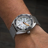 Ocean Crawler Core Diver - White Mother of Pearl - Carbon Fiber Bezel - Ocean Crawler Watch Co.