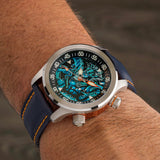 Ocean Crawler Neptune Mythic Battle 2023 - Blue Strap/Orange Case Ring - Ocean Crawler Watch Co.